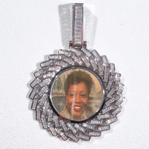 Large 3D Baguette Custom Picture Pendant