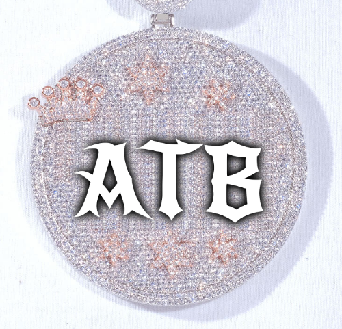 CUSTOM LETTER NECKLACE 3D BIG CROWN DISC
