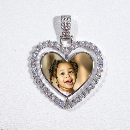 3D Spinning 2-Faced Heart Custom Picture Pendant