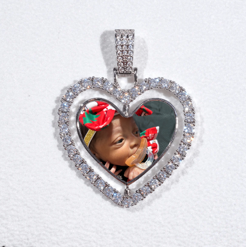 3D Spinning 2-Faced Heart Custom Picture Pendant