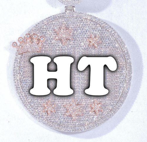 CUSTOM LETTER NECKLACE 3D BIG CROWN DISC