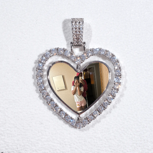 3D Spinning 2-Faced Heart Custom Picture Pendant
