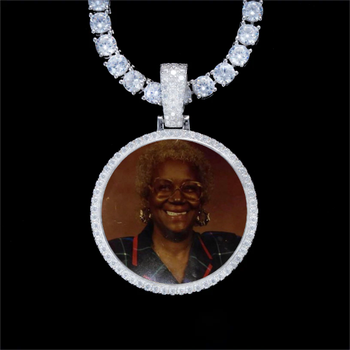 925S & VVS Moissanite 3D Circle Custom Picture Pendant