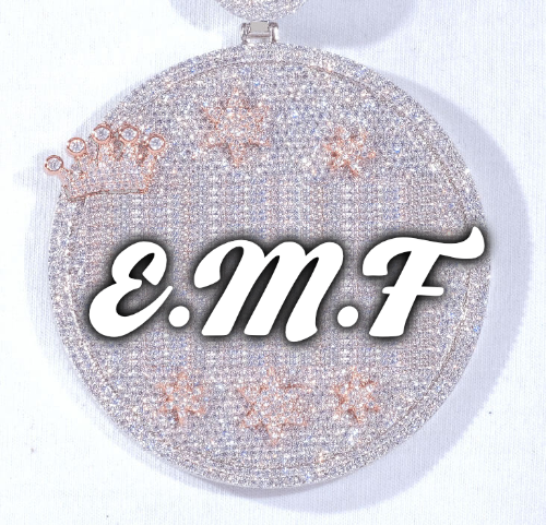 CUSTOM LETTER NECKLACE 3D BIG CROWN DISC
