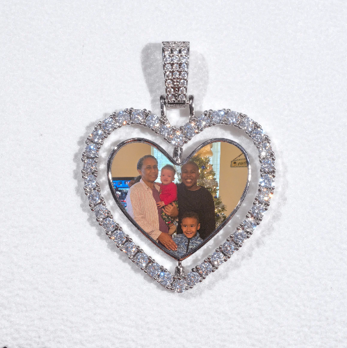3D Spinning 2-Faced Heart Custom Picture Pendant