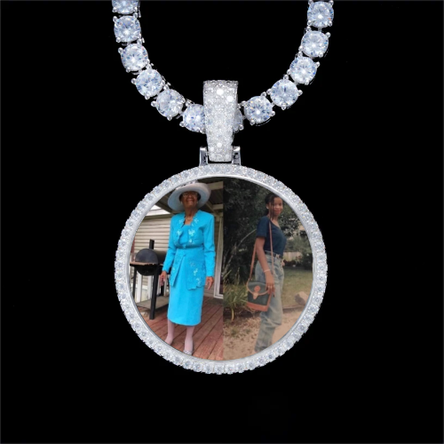 925S & VVS Moissanite 3D Circle Custom Picture Pendant