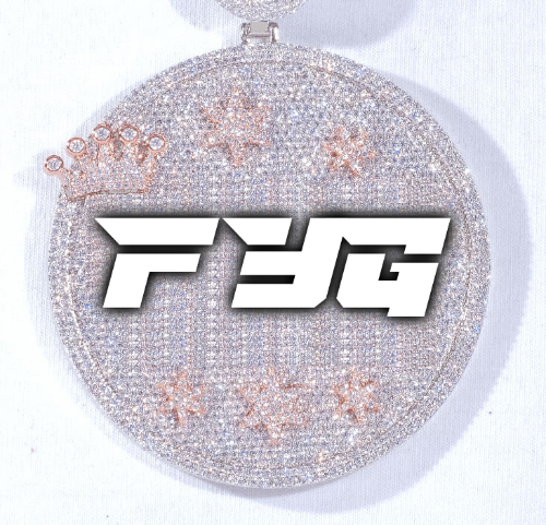CUSTOM LETTER NECKLACE 3D BIG CROWN DISC