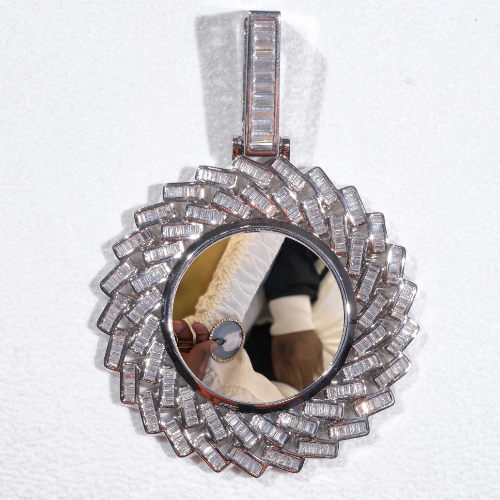 Large 3D Baguette Custom Picture Pendant