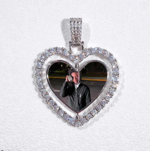 3D Spinning 2-Faced Heart Custom Picture Pendant
