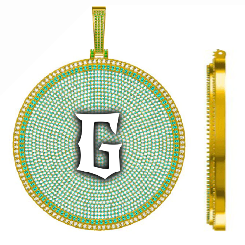 CUSTOM LETTER NECKLACE 3D BIG DISC