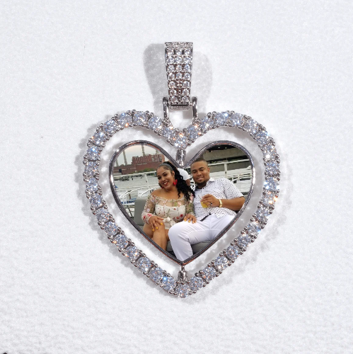 3D Spinning 2-Faced Heart Custom Picture Pendant