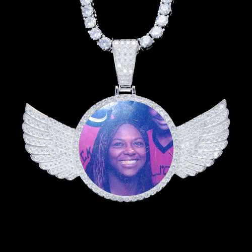 925S & VVS Moissanite 3D Wing Custom Picture Pendant