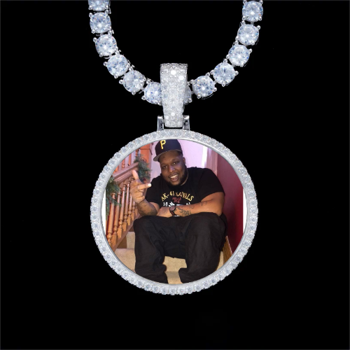 925S & VVS Moissanite 3D Circle Custom Picture Pendant