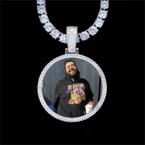 925S & VVS Moissanite 3D Circle Custom Picture Pendant