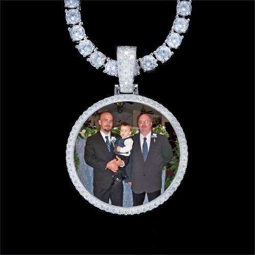 925S & VVS Moissanite 3D Circle Custom Picture Pendant