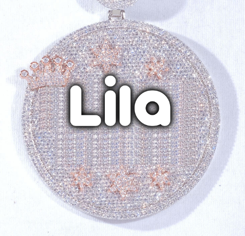 CUSTOM LETTER NECKLACE 3D BIG CROWN DISC