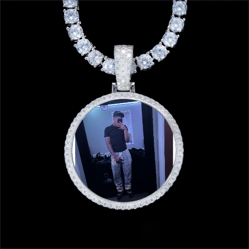 925S & VVS Moissanite 3D Circle Custom Picture Pendant