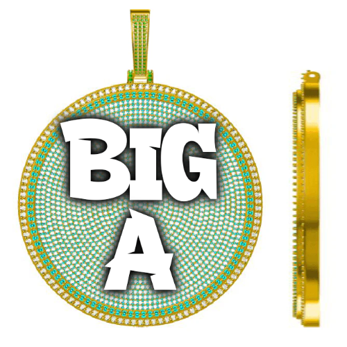 CUSTOM LETTER NECKLACE 3D BIG DISC