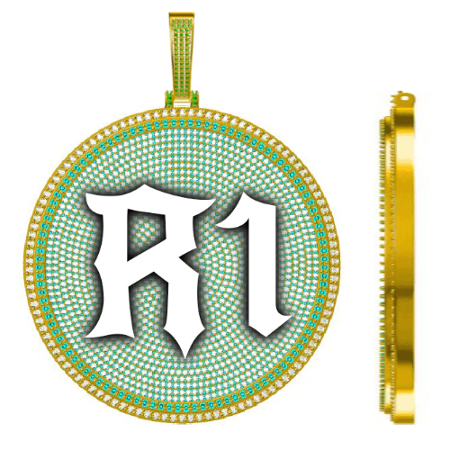 CUSTOM LETTER NECKLACE 3D BIG DISC