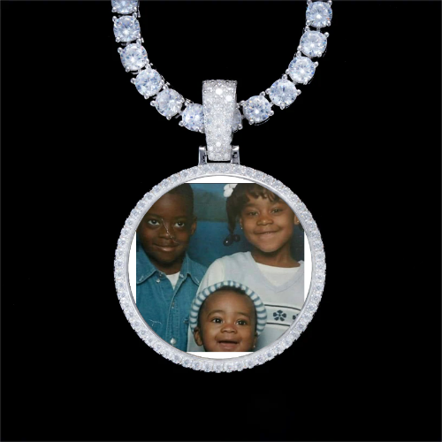 925S & VVS Moissanite 3D Circle Custom Picture Pendant