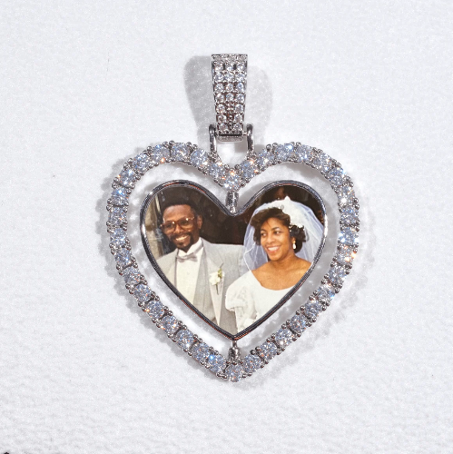 3D Spinning 2-Faced Heart Custom Picture Pendant