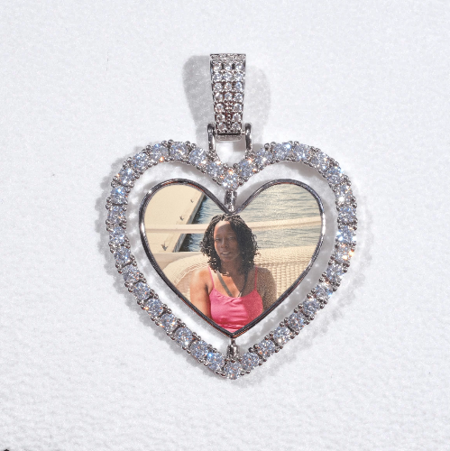 3D Spinning 2-Faced Heart Custom Picture Pendant