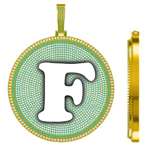 CUSTOM LETTER NECKLACE 3D BIG DISC
