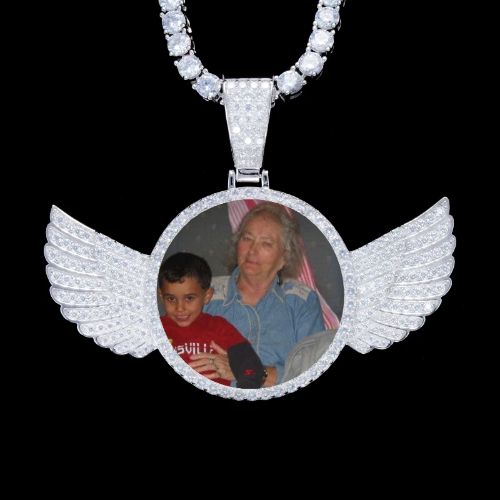 925S & VVS Moissanite 3D Wing Custom Picture Pendant