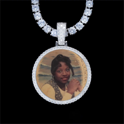 925S & VVS Moissanite 3D Circle Custom Picture Pendant
