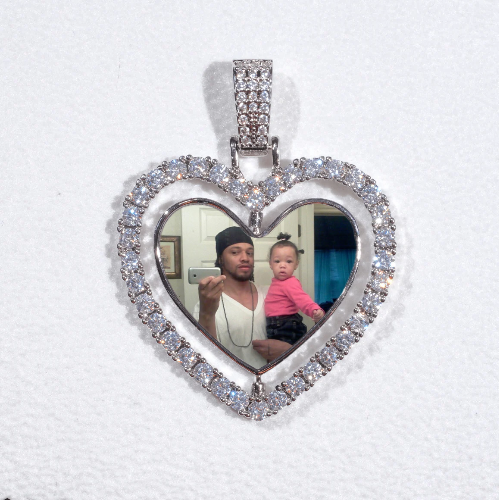 3D Spinning 2-Faced Heart Custom Picture Pendant