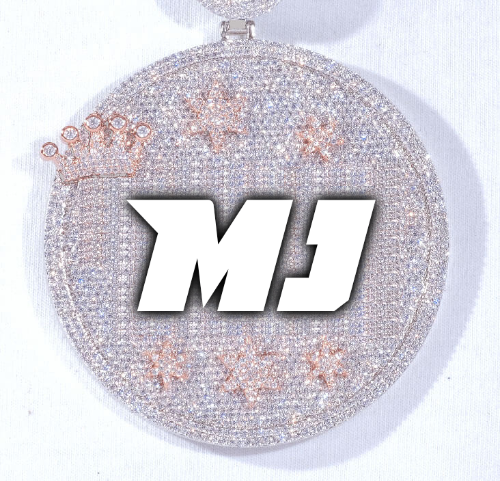 CUSTOM LETTER NECKLACE 3D BIG CROWN DISC