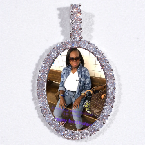 Large 3D Oval Custom Picture Pendant