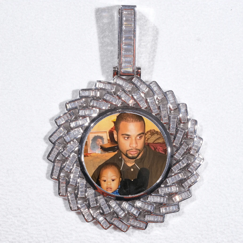 Large 3D Baguette Custom Picture Pendant