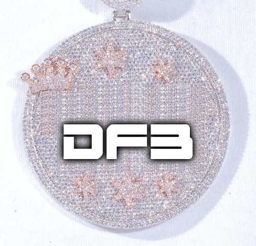 CUSTOM LETTER NECKLACE 3D BIG CROWN DISC