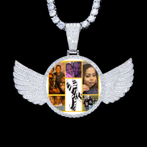 925S & VVS Moissanite 3D Wing Custom Picture Pendant