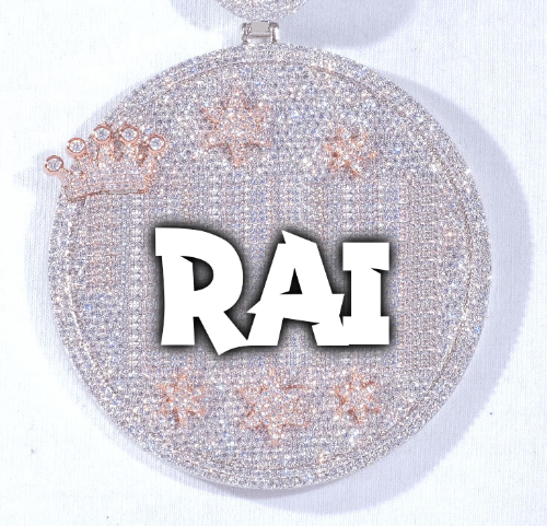 CUSTOM LETTER NECKLACE 3D BIG CROWN DISC