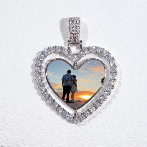 3D Spinning 2-Faced Heart Custom Picture Pendant