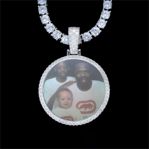 925S & VVS Moissanite 3D Circle Custom Picture Pendant