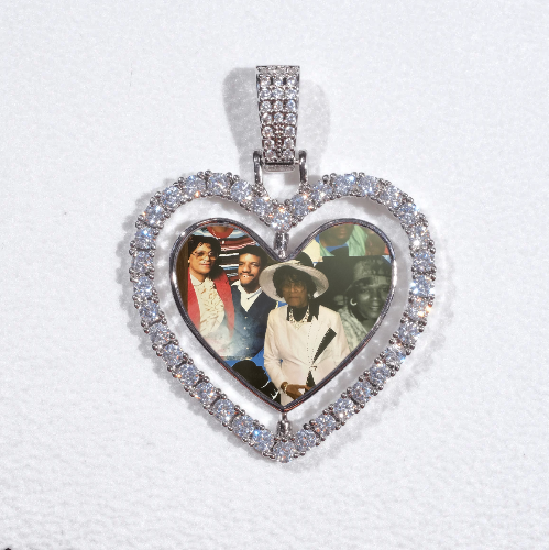 3D Spinning 2-Faced Heart Custom Picture Pendant