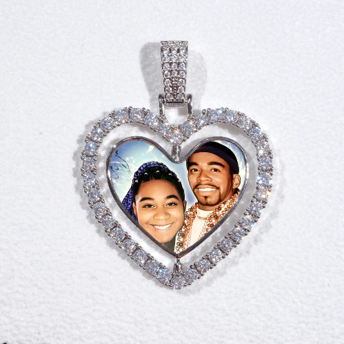 3D Spinning 2-Faced Heart Custom Picture Pendant
