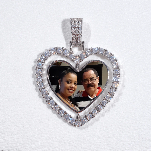 3D Spinning 2-Faced Heart Custom Picture Pendant