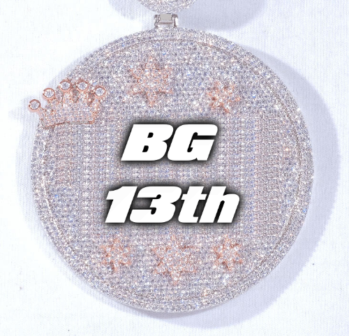 CUSTOM LETTER NECKLACE 3D BIG CROWN DISC
