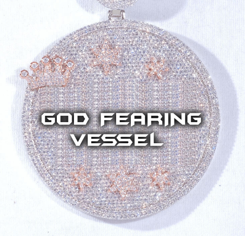 CUSTOM LETTER NECKLACE 3D BIG CROWN DISC