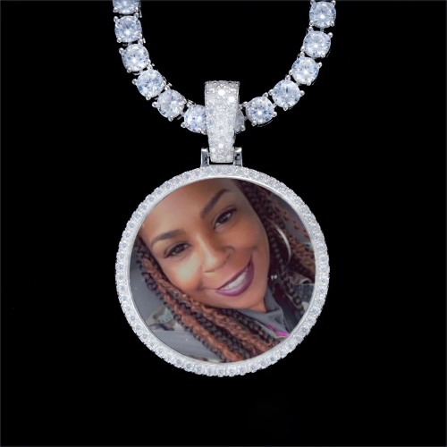 925S & VVS Moissanite 3D Circle Custom Picture Pendant
