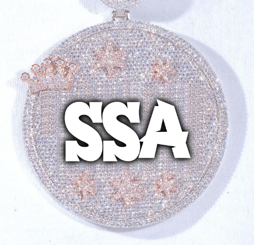 CUSTOM LETTER NECKLACE 3D BIG CROWN DISC