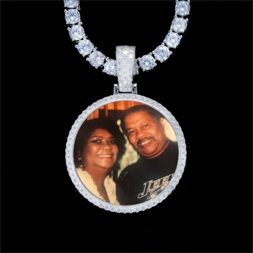 925S & VVS Moissanite 3D Circle Custom Picture Pendant