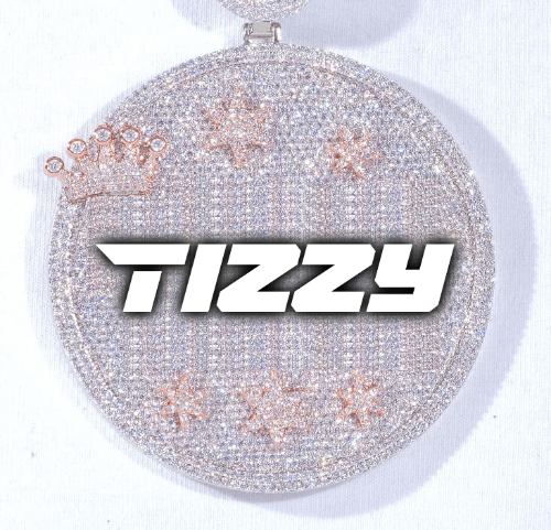 CUSTOM LETTER NECKLACE 3D BIG CROWN DISC