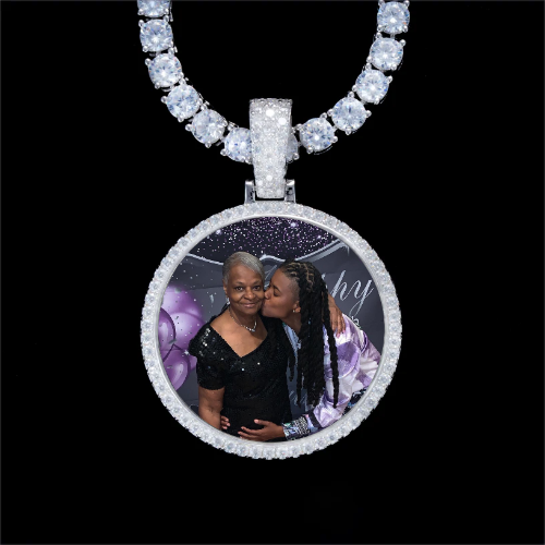 925S & VVS Moissanite 3D Circle Custom Picture Pendant