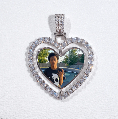 3D Spinning 2-Faced Heart Custom Picture Pendant