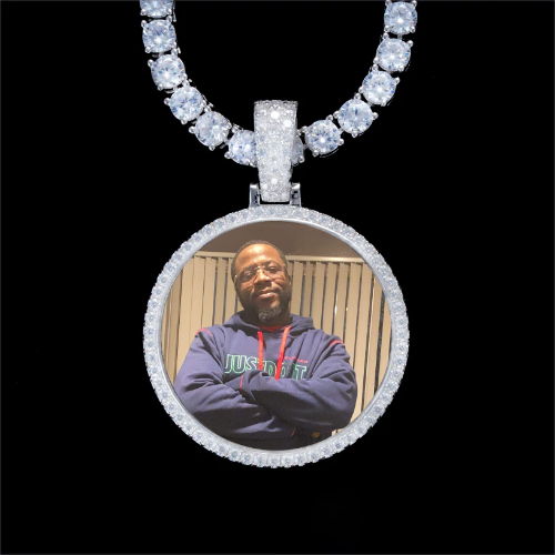 925S & VVS Moissanite 3D Circle Custom Picture Pendant